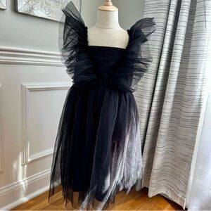 H&M Kids Black Ruffle Tulle Formal Dress